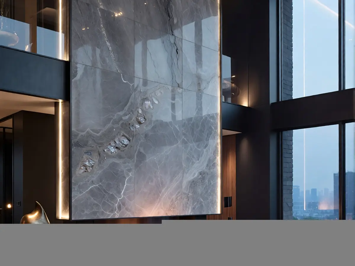 Double height marble feature wall