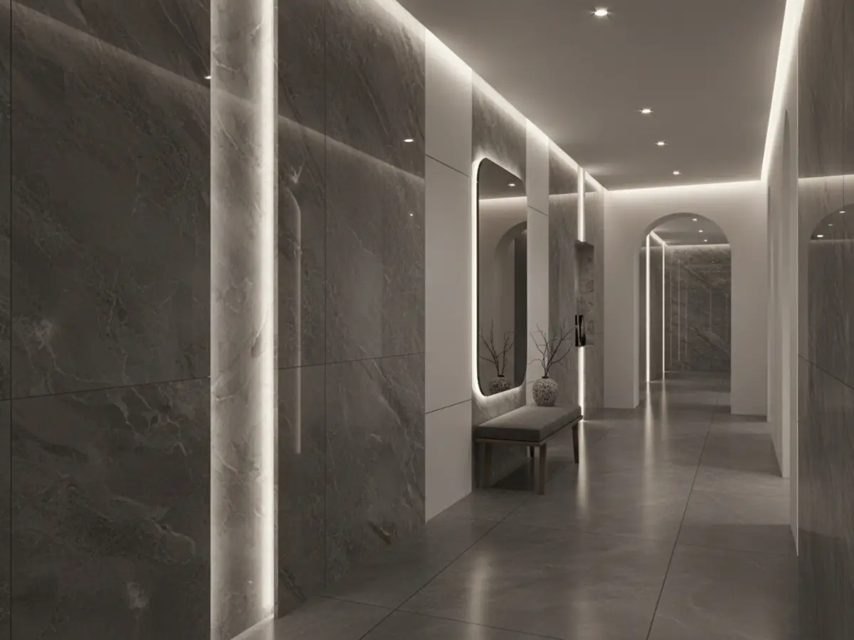 Dark residential corridor