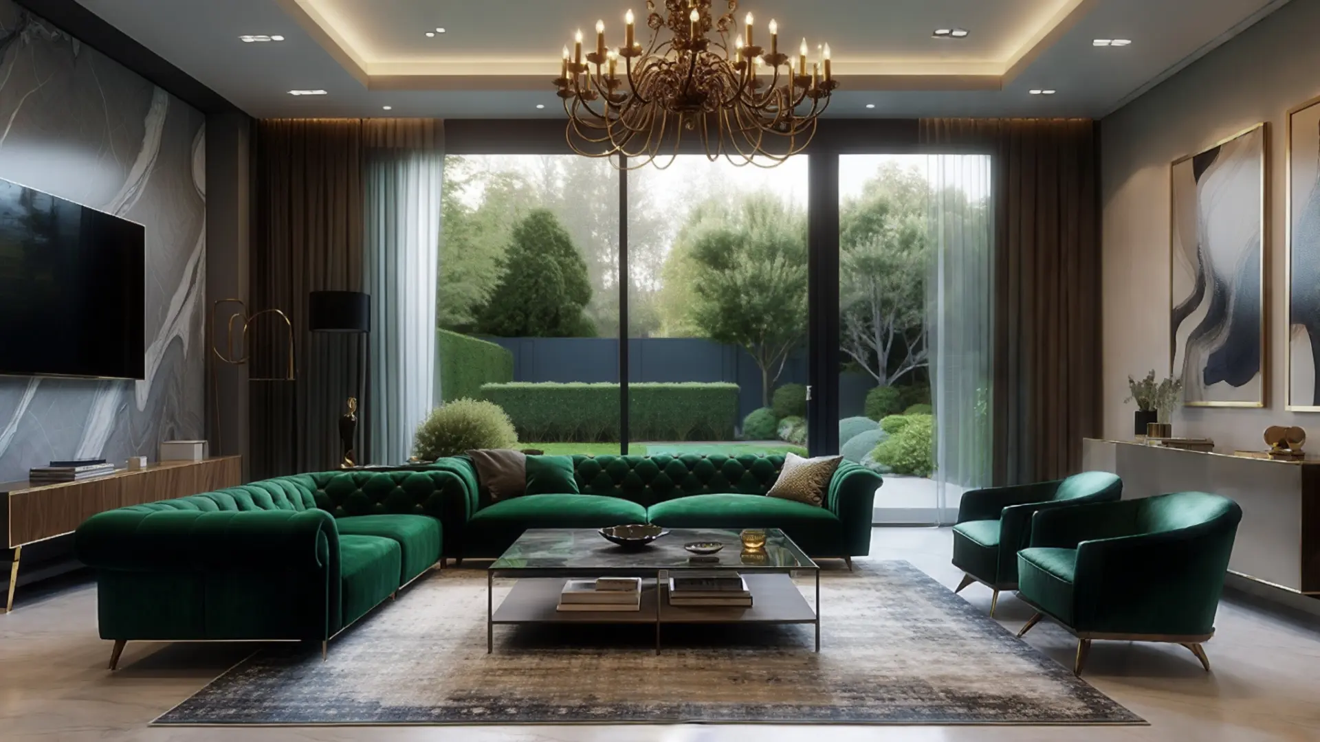 Refined living room and garden