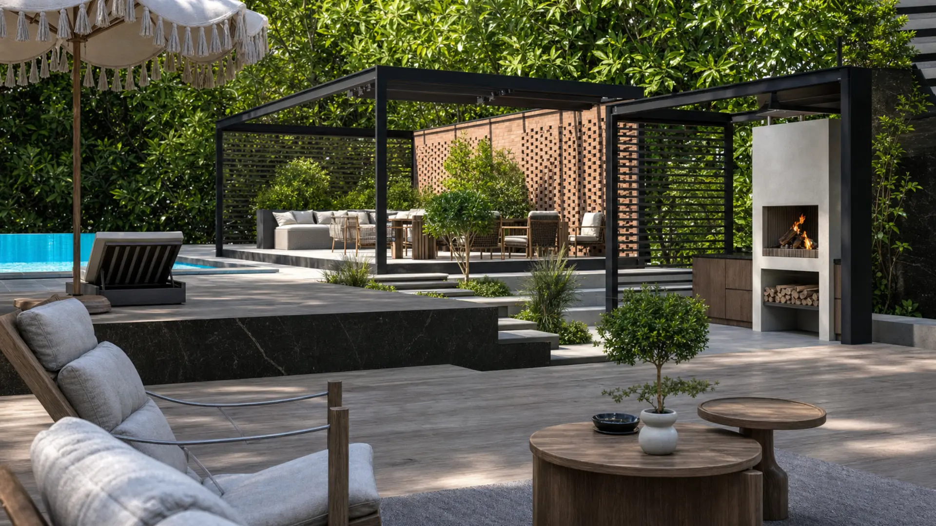 Contemporary outdoor living environment